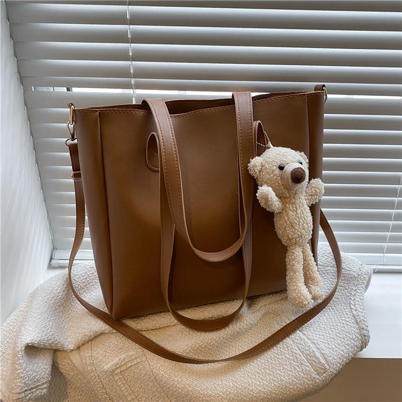Tote Bag For Women Pu Leather Retro Large Handbag With Zipper For School And Casual Use