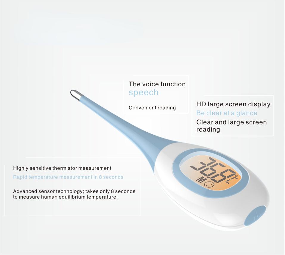 

ЖК-подсветка Двойной дисплей Электронные термометры для домашних животных Безопасный мягкий наконечник Измерение ректальной температуры Ветеринарный инструмент для ухода за домашними животными синий