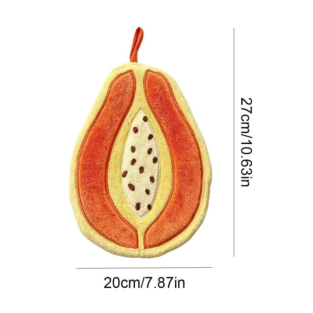 Durable Fruit Shaped Hand Towel Soft Absorbent Kitchen Dishcloth with Hanging Loop Fruit Shape Hanging Hand Towel Hand Drying