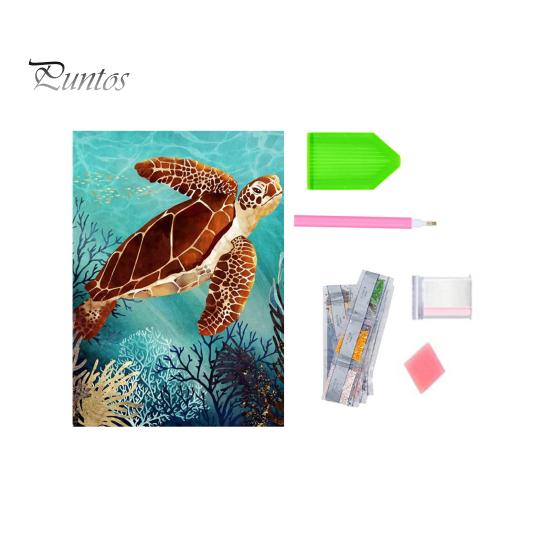 

1 комплект алмазной живописи, реалистичный DIY 5D узор морской черепахи, стразы, художественный набор для украшения дома зелёный