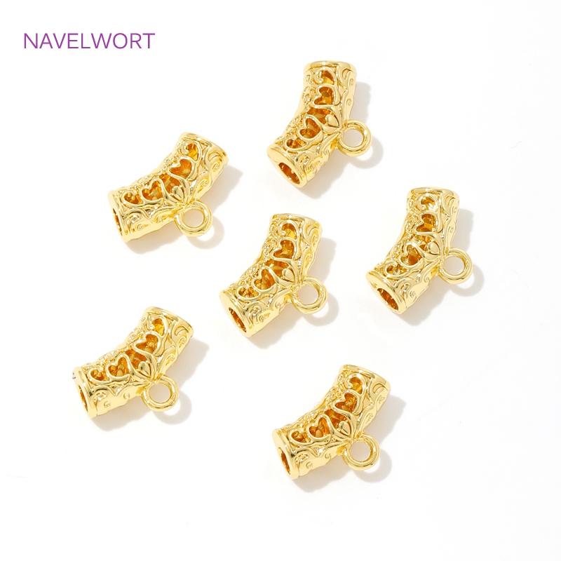 5/10/15Pcs Pendant Bail 18K Gold Plated Brass Curved Tube Spacer Bead Connector Findings,Bails For Pendants,SupplIes For Jewelry