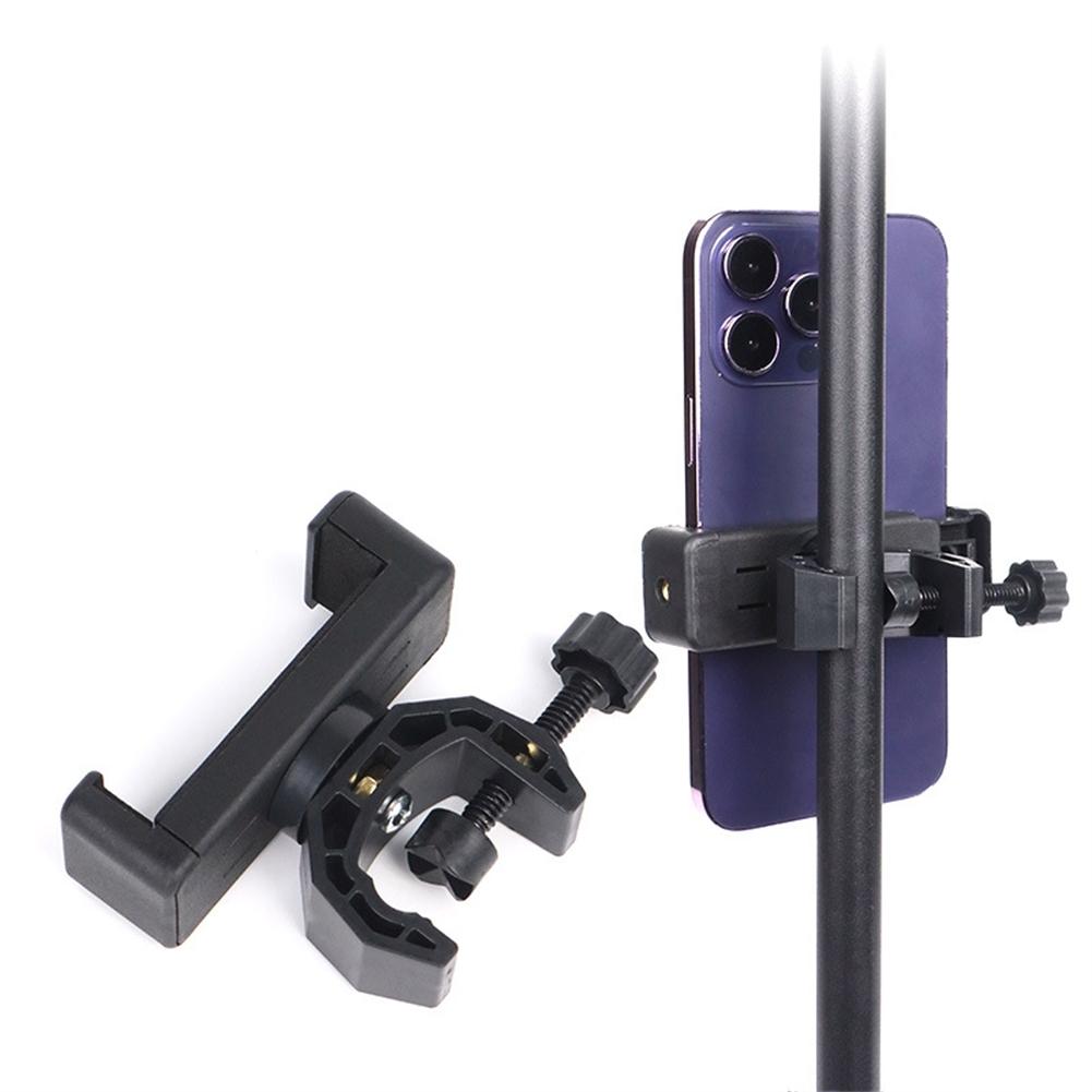 10x4cm Microphone Stand Phone Holder 360 Degree Rotating Black