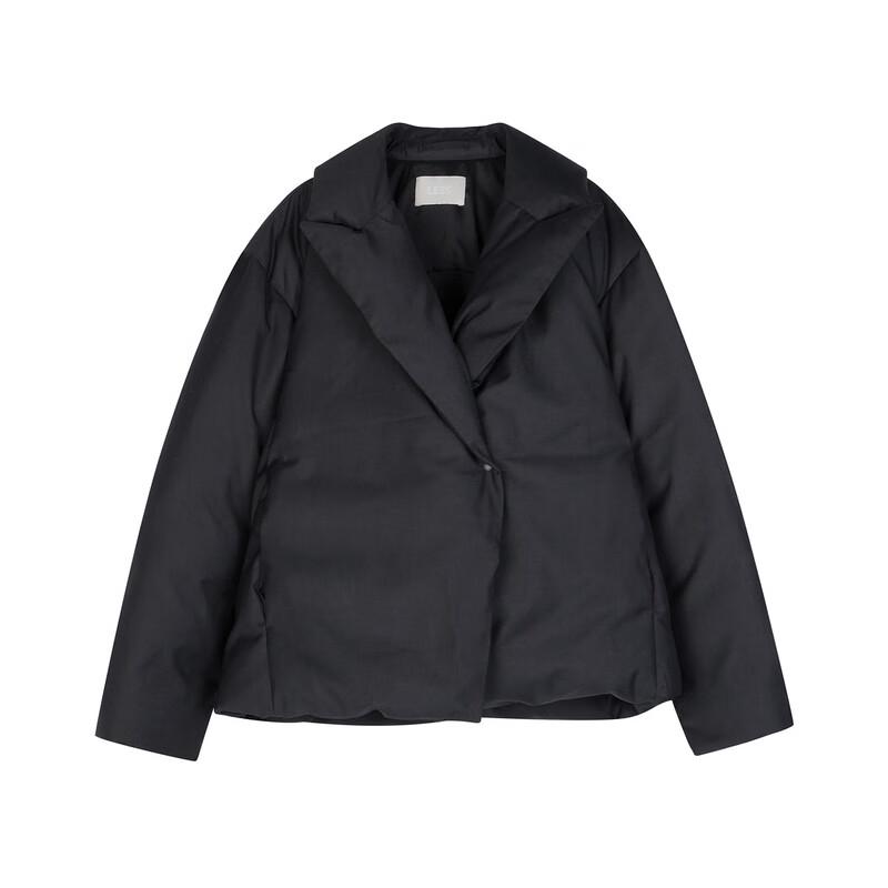 LESS Women's Lapel Collar Loose Cropped Down Jacket