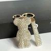 High Quality Animal Rhinestone Keychain Belt Car Key Box Pendant Luxury Rhinestone Bear Bag Keychain Women Bag Pendant Girl