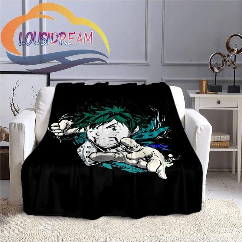 Cartoon My Hero Academia Fleece-teppe, All Over Print, Gaver til ham/hennes mønsterteppe