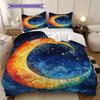 New Moon Pattern Bedding Quilt Set Quilt Cover Pillowcase Home Decoration Birthday Gift (1 * Duvet Cover + 2 * Pillowcase, Without Core)