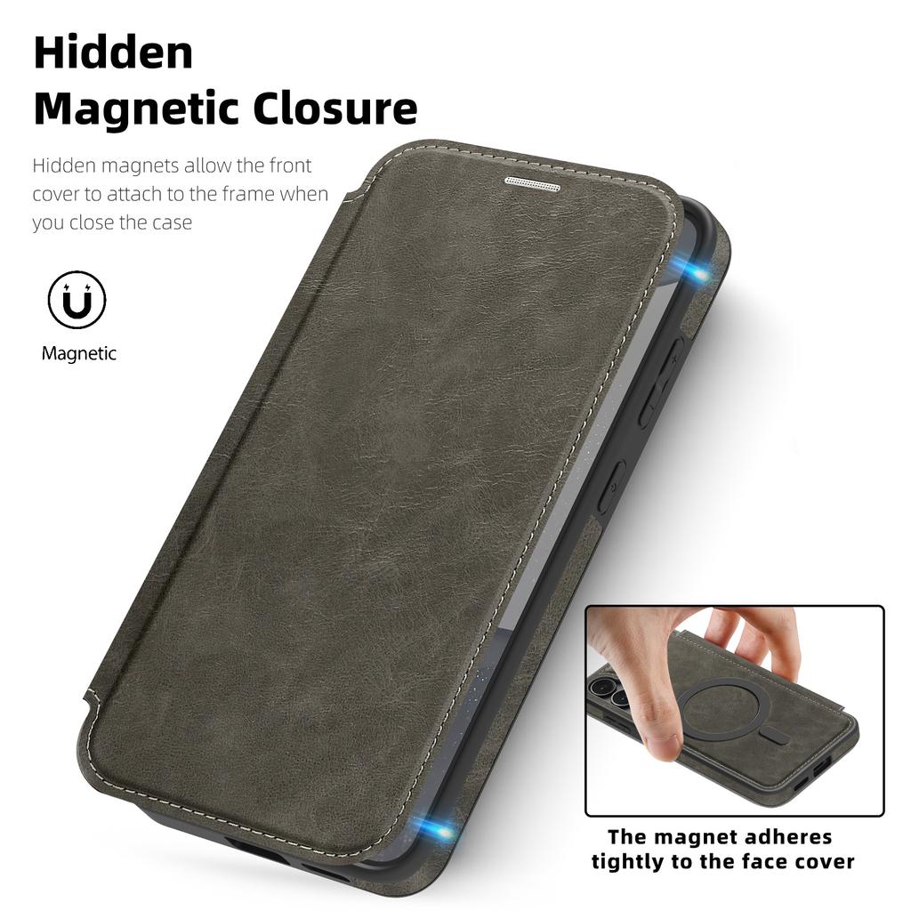For Samsung Galaxy S24+ Magnetic Case RFID Blocking Card Holder Leather Phone Cover