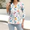 Women's Fashion Casual Print Button-down Shirt 3/4  Sleeve Tops