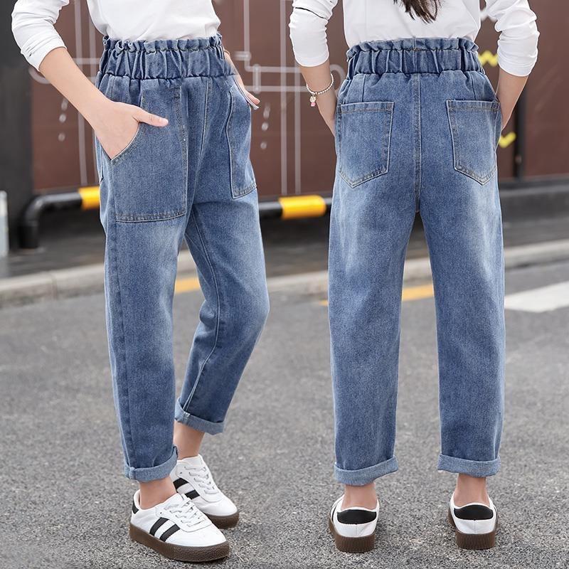 Girls' Stylish Korean Jeans - Spring & Autumn, Medium/Large, Casual Long Pants
