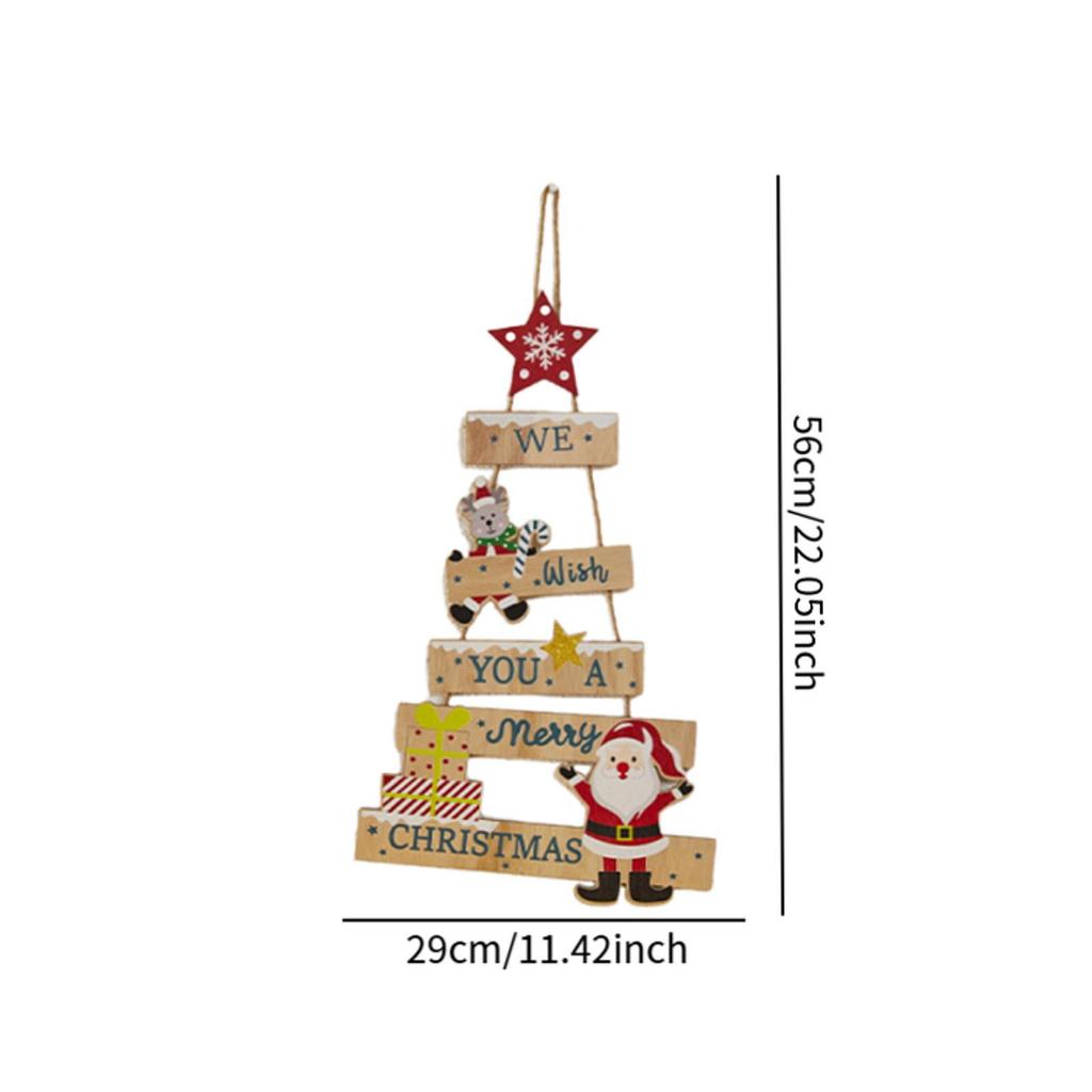 Festive Christmas Wooden Hanging Sign Merry Christmas Wall Ornament Decorative Plaque for House Ornaments Room Decor