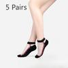 5 Pairs of Women's Summer Embroidered Non Slip Cotton Bottom Glass Silk Socks