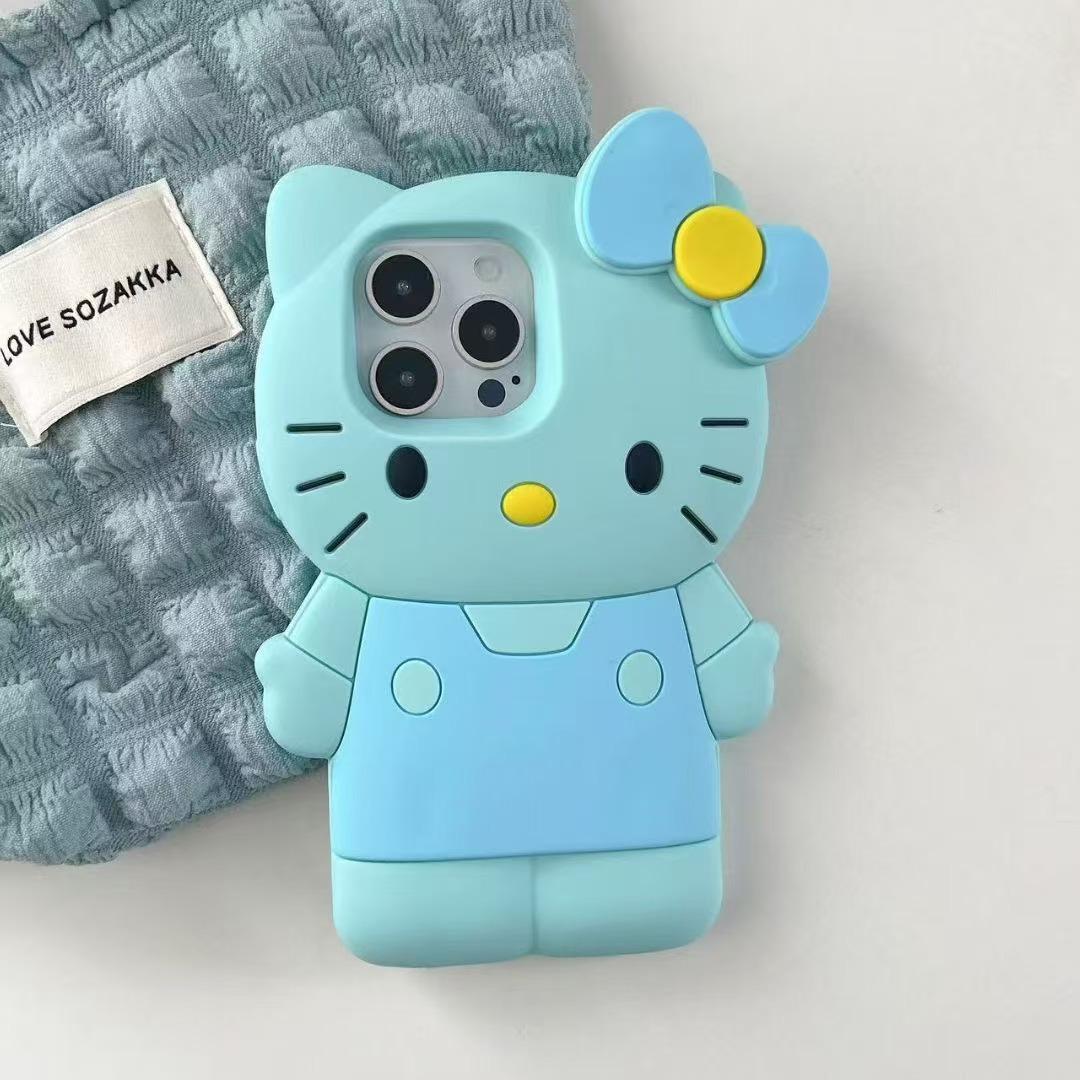 

Стиль INS Бантик Hello Kitty М який силіконовий чохол для iPhone 17 16 15 14 13 12 11 Pro Max 17 Pro 3D Мультяшний Ударостійкий Чохол для Телефона iPhone 16 Pro синій