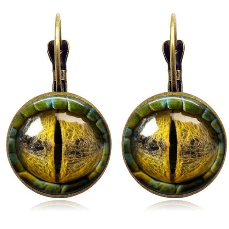 Helle Farbe Glas Cabochon Evil Eye Ohrstecker Modeschmuck Trendy Tier Auge Frauen Charms Französisch Ohrring