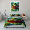 Whimsical Frogs' Basket Bliss Bedding Sets Duvet Covers Pillowcases(1* Duvet Cover 2* Pillowcases Without Duvet Insert)