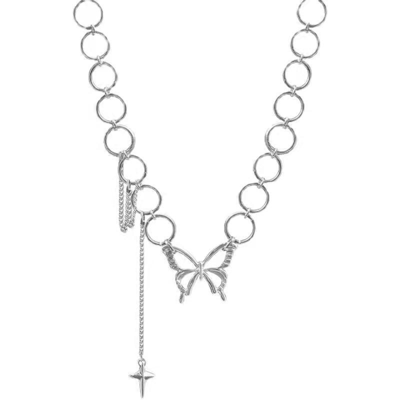 Titanium Steel Butterfly Clavicle Necklace: Hip Hop Luxury Style, Women's Niche Design, Simple Cool Accessory