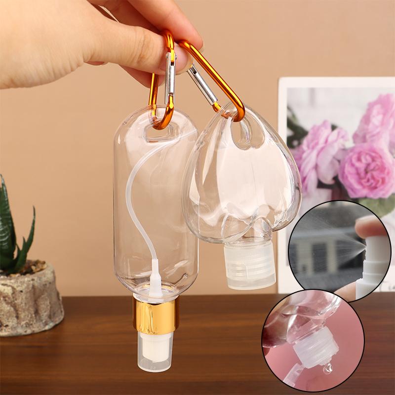 30/50Ml Travel Accessor With Carabiner Hook Makeup Tool Flip Cap Lotion Bottle Empty Perfume Alcohol Spray Bottles Container