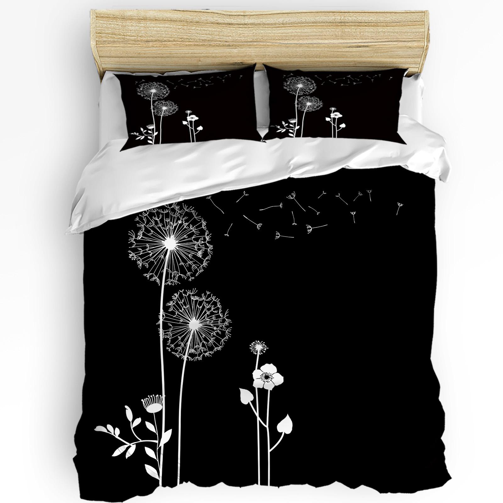

Black And White Dandelion Plant Duvet Cover With Pillow Case Custom 3pcs Bedding Set Quilt Cover Double Bed Home Textile US Queen(228x228cm)
