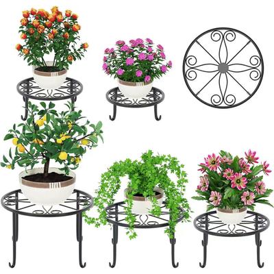 5Pcs Plant Stand Sturdy Base Rust-free Weather-resistant Iron Art Heavy Duty
