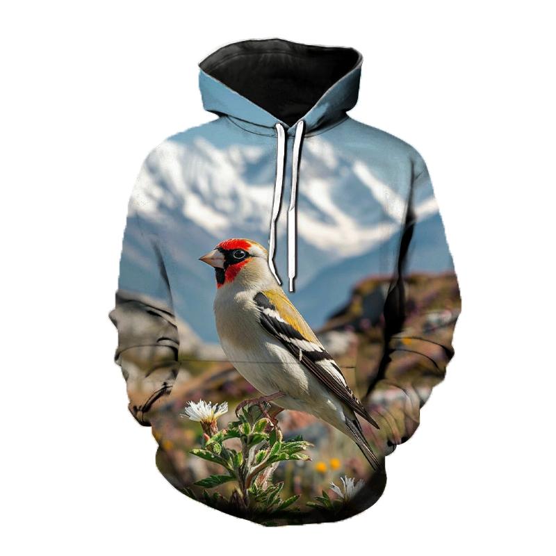 Qush naqshli xudili, Chug'urchuq 3D bosma, erkaklar, ayollar, moda, uzun qisma, kapyushonli sviterlar, katta o'lchamli Y2k pulover, erkaklar uchun top kiyim