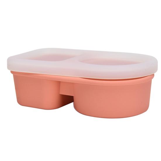 Gewürzbox aus lebensmittelechtem Silikon, 360° auslaufsicher, zwei Fächer, mikrowellengeeignet, gekühlte Aufbewahrungsbox