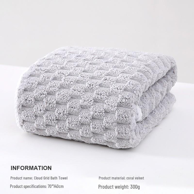 Extra Thick Coral Fleece Bath Towel Set for Women - 3 Piece Adult Set with Dry Hair Cap