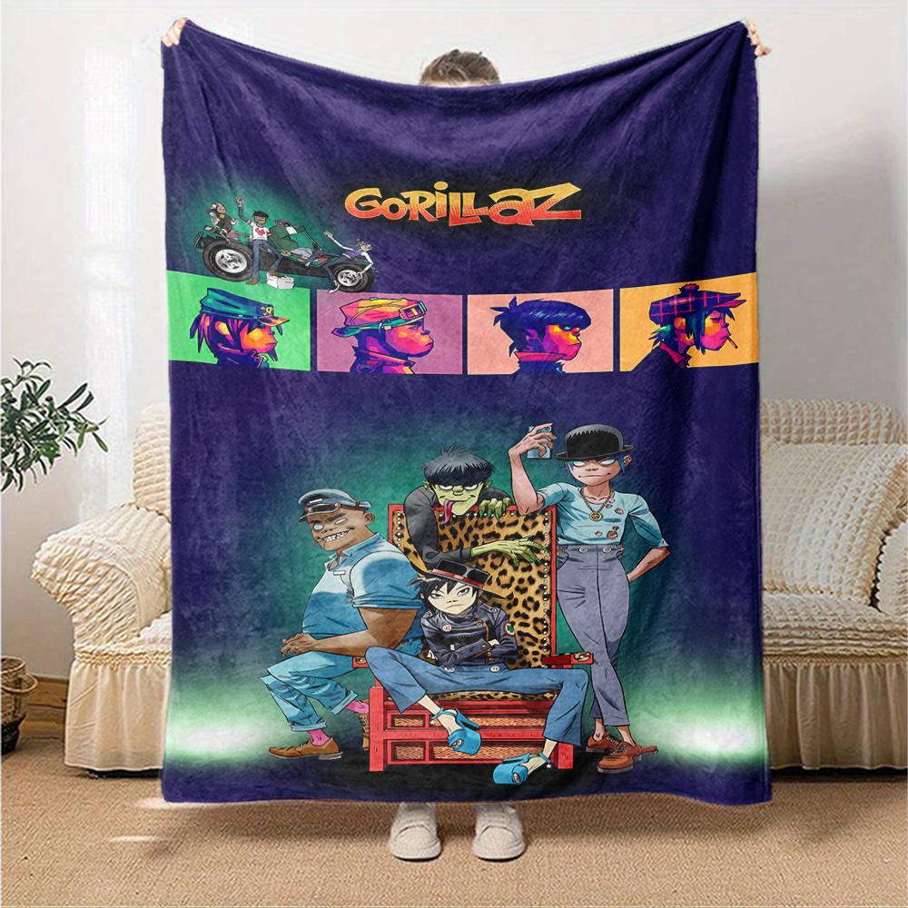 1pc Blanket - Gorillaz band Print Design,Lightweight Blanket for Sofa,Bed- Soft &Warm,Gift for All Seasons
