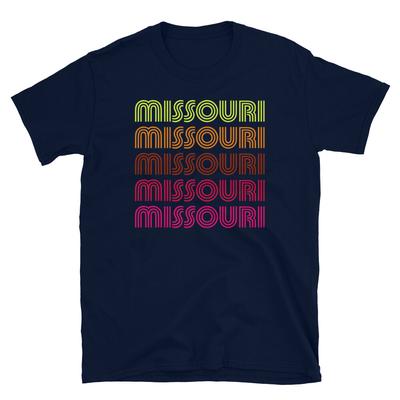 T-shirt unisexe à manches courtes rétro État du Missouri Police Inline Disco Néon
