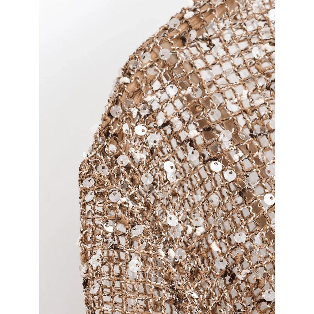 LYRIA Sexy Sequined Long Pleated Dress Women Deep V-neck Full Sleeve See Through Dresses Summer Lady Party Evening Dresses