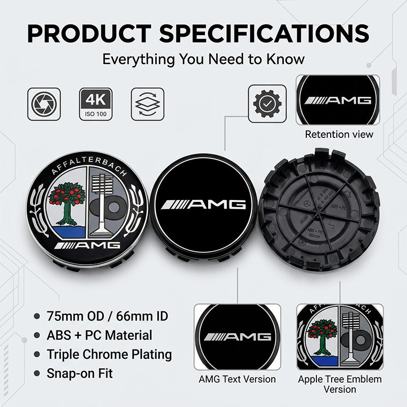 4 BUC 75MM Emblema Insignă Mașină Capace Centru Jantă Butuc Roată Capac Jantă Pentru Mercedes benz AMG W204 W203 W212 W211 W124 W210 GLC GLE E CLA GLA W205