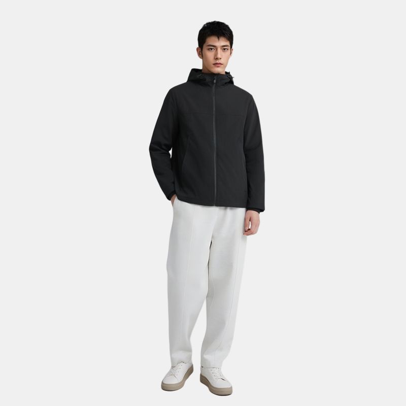 Calvin Klein Minimalist Comfortable Solid Color Hooded Long Sleeve Jacket Men jackets Black 81BP527-001