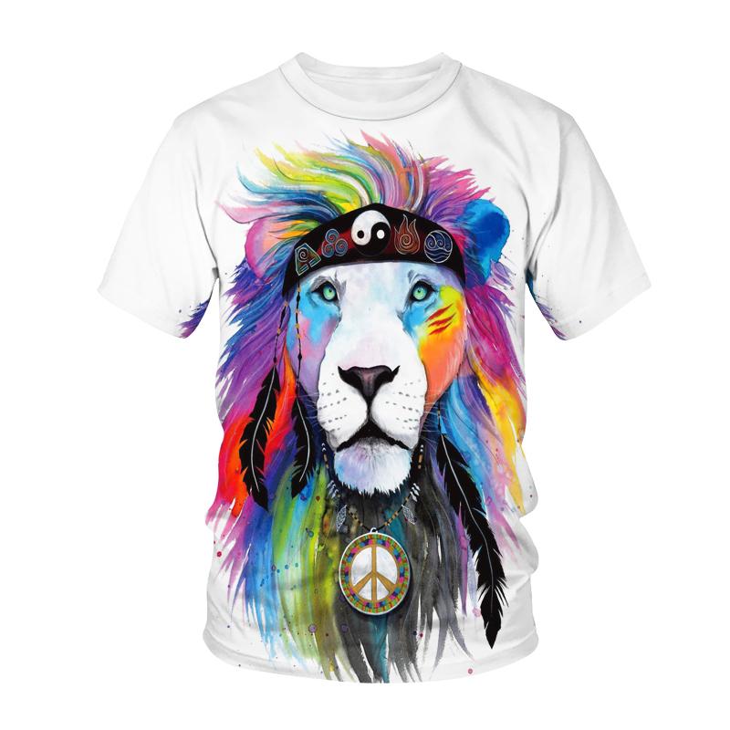 Summer Lion Tiger T shirt Animal 3d Print Men Women Fashion O-Neck Tshirts Male Top
