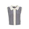 Veromoda 2025 Color-Block Striped Lapel Knitted Vest