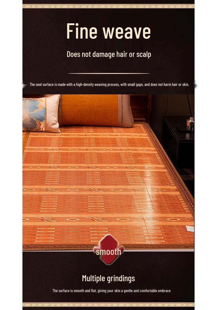 Dubbelzijdige Bamboe Koelmat - Opvouwbare Rietmat met Houtnerfprint voor 1.8m Bedden, Perfect voor de Zomer en Studentenkamers