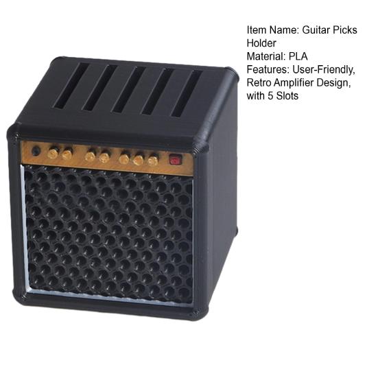 Guitar Picks Holder Retro Amplifier Style Guitar Pick Display Case with 5 Slots Guitar Pick Storage Box Gift for Guitar Players Music Enthusiasts