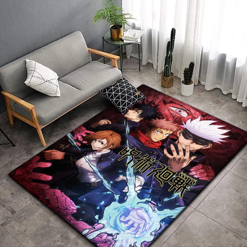Jujutsu Kaisen Anime Rug Large,Carpet Rug for Living Room Bedroom Sofa Decoration,Doormat Kitchen Non-slip Floor Mat Picnic Camp
