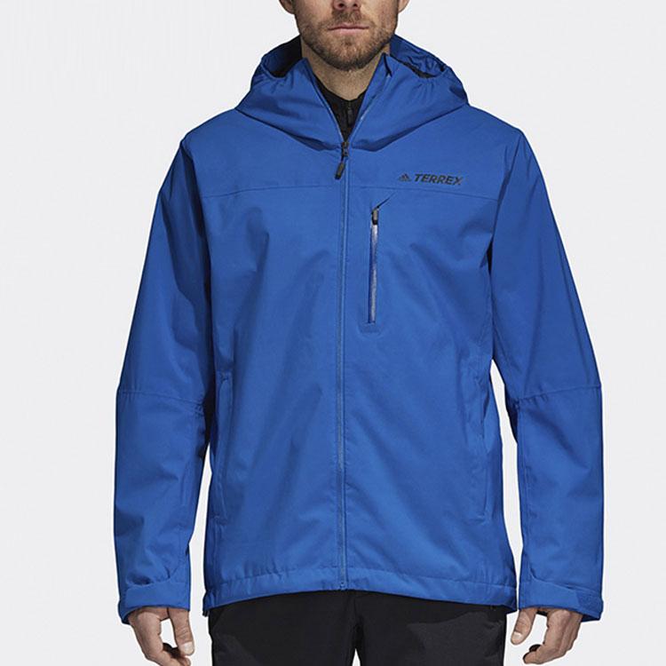 Adidas Logo Print Comfortable Casual Sports Long Sleeve Windbreaker Men Outerwear Blue CY1888