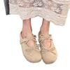 Double Bow Bag Head Slippers Women's 2025 Autumn New Fashion Casual Suede Flat Bottom Solid Color Half Drag Women