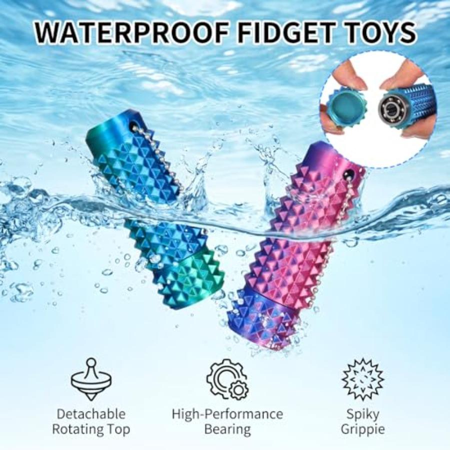2 Stück Kleine Wehwehchen Fidget Schmerzstimulationsspielzeug für Erwachsene Angst Stressabbau 3D-gedruckter Schlüsselanhänger Grippie Sensorischer Spinner Stacheliger Roller