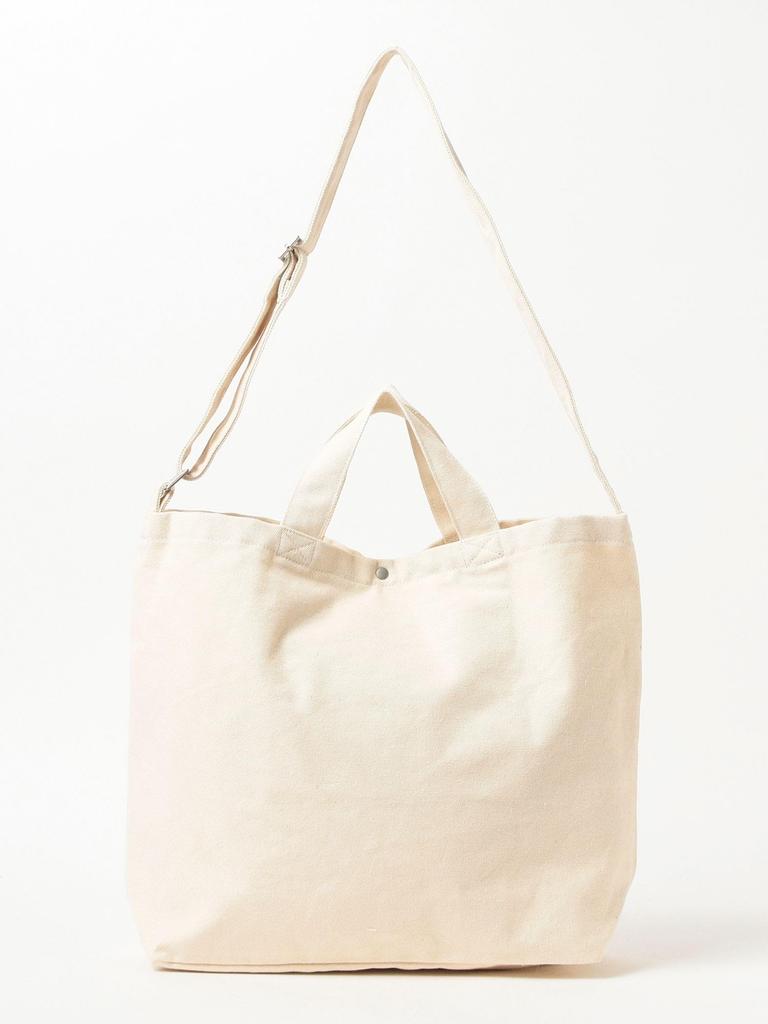 Beams Heart Canvas Bag, Smile Embroidered Logo, Women's, Natural, One Size