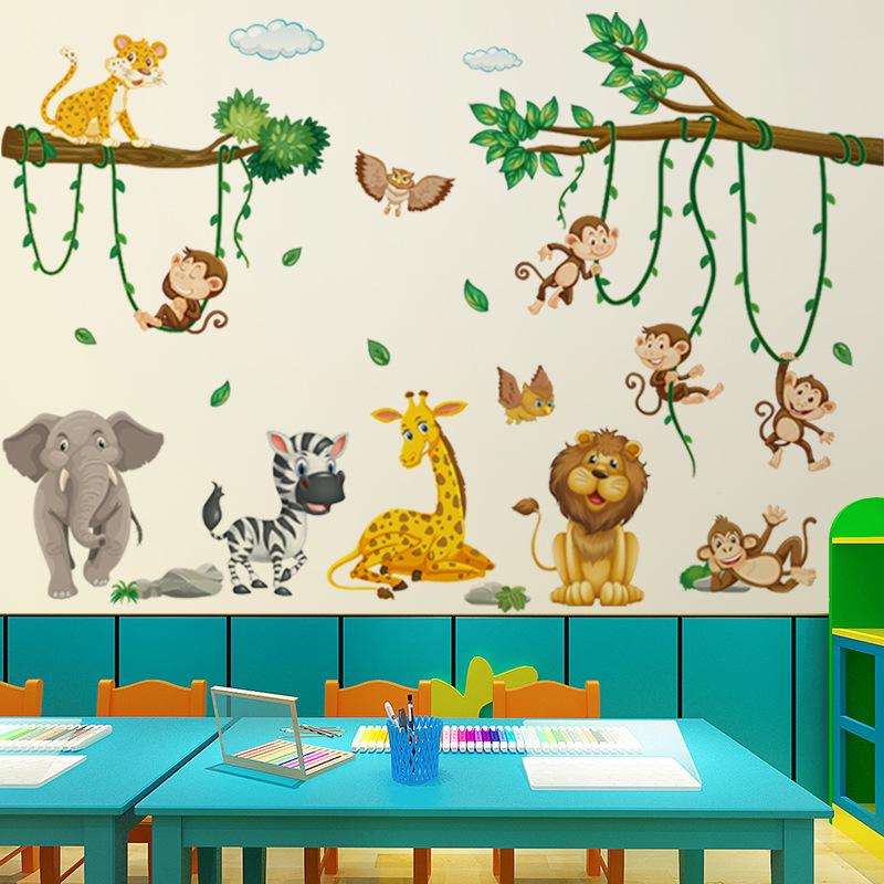 Removable Cartoon Animal Wall Stickers for Kids' Rooms – Perfect for Bedrooms, Living Rooms, Party Decorations, Doors, and Windows.