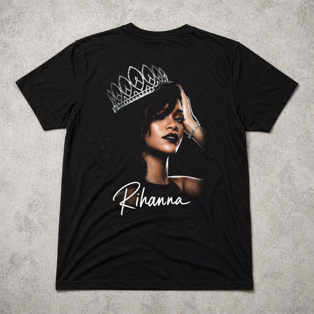 Rihanna Crown T Shirt Pop Music Graphic Tee Adults Kids Black 2XL