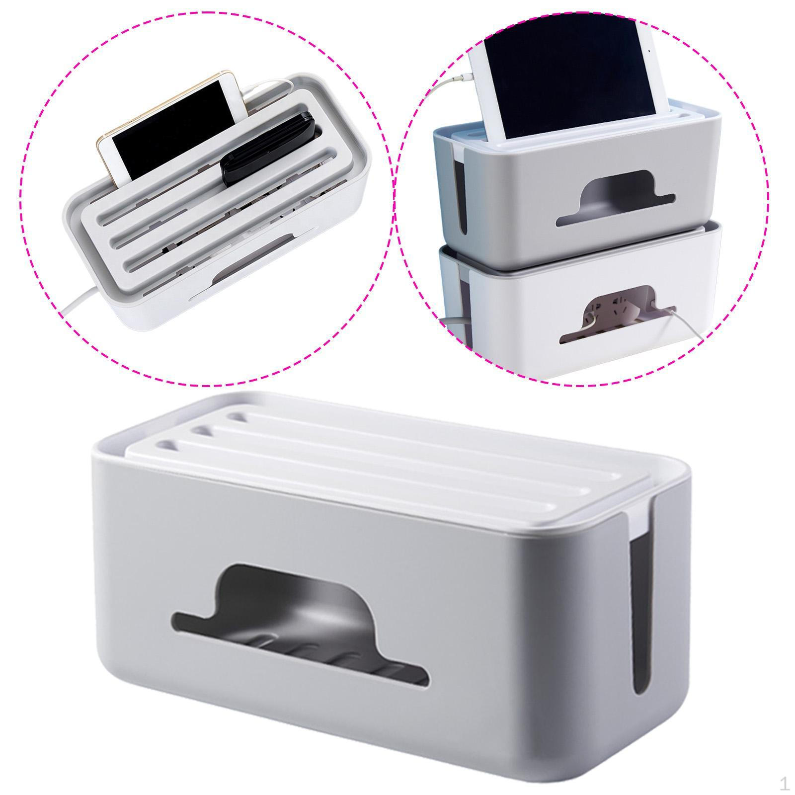 

Cable Management Box, Organizer, Lightweight, Hider for Power Strips, Desktops,