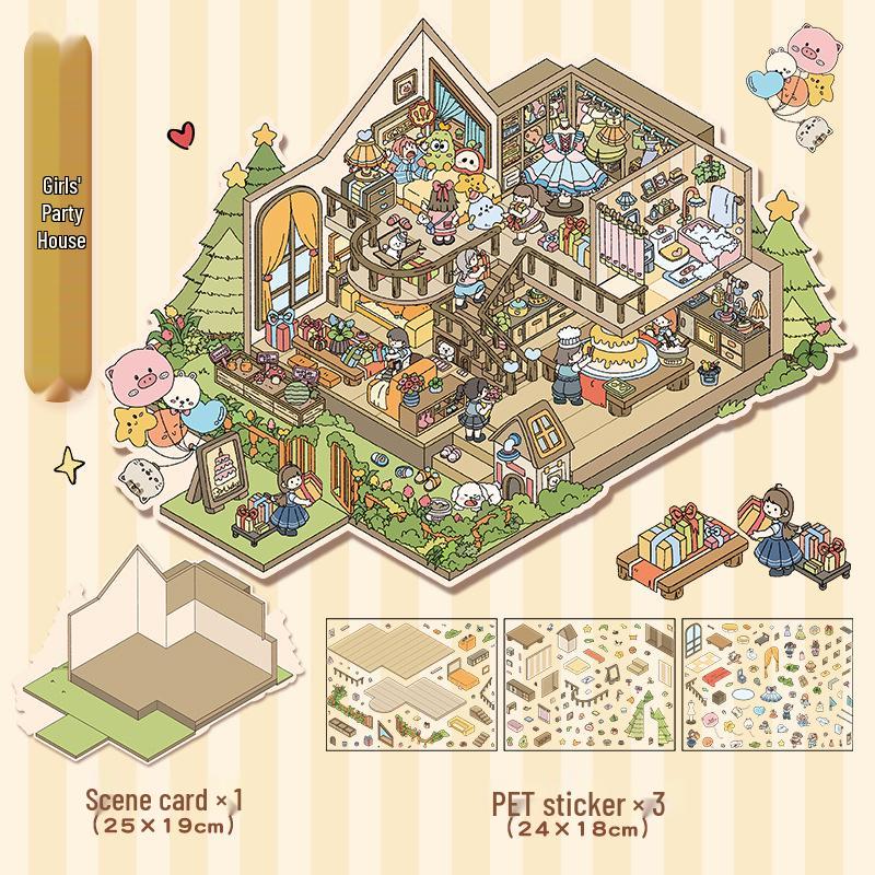Yi Lan Landscaping Large 3D Stereo Miniature DIY Journal Stickers