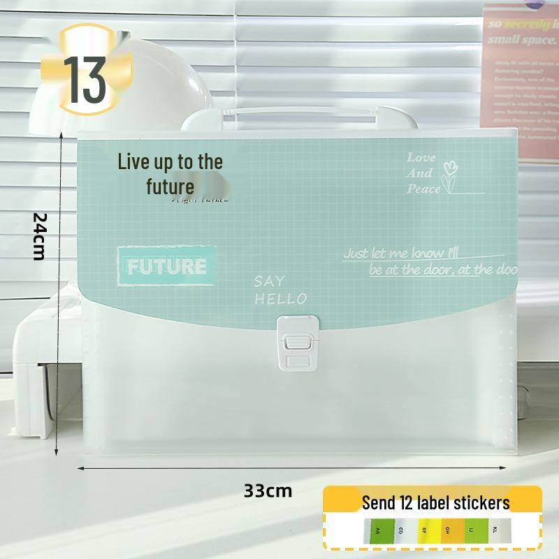 Waterproof 13-Pocket Accordion File Folder for Students