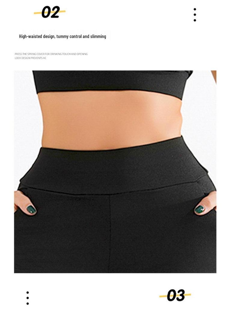 Pantalon de yoga amincissant taille haute micro-évasé pour femme – Style européen et américain élastique