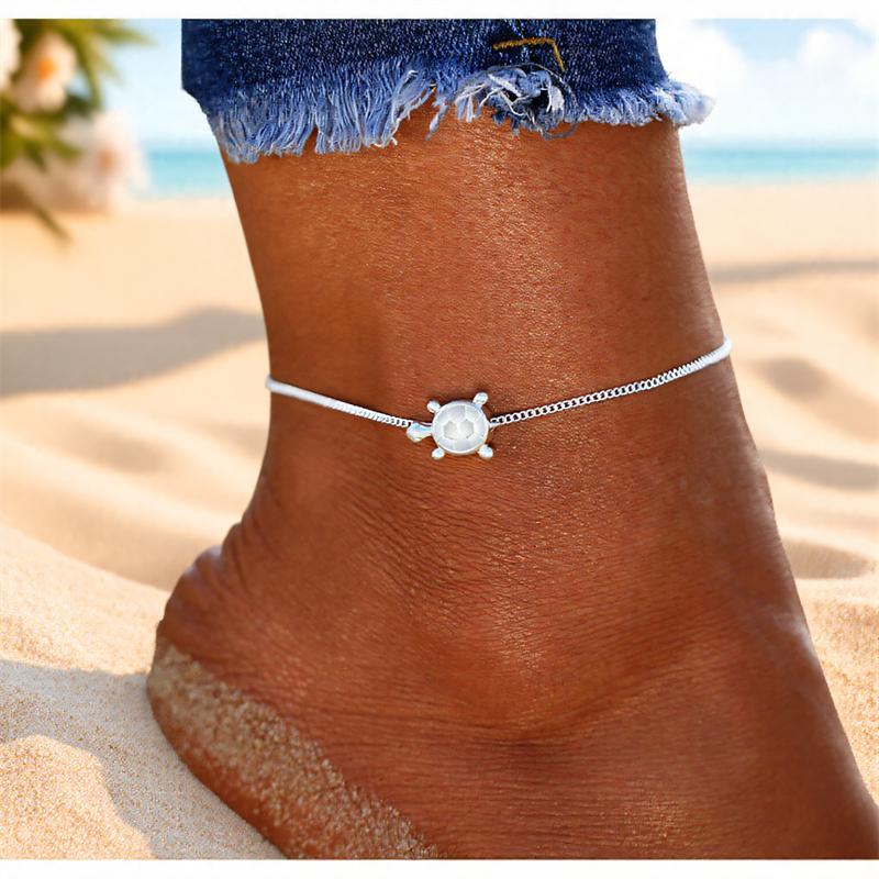 Female Cute Sea Turtle Snake Chain Anklets For Women Vintage Silver Ankle Bracelet Beach Anklet Jewelry Summer Accessories
