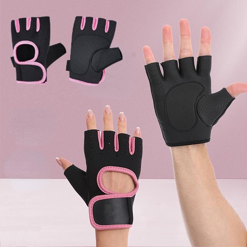 Mănuși de haltere Femei Bărbați Mănuși de fitness pentru gimnastică, cu jumătate de deget, respirabile, anti-alunecare, cu gel pentru antrenament pentru culturism, gantere, mănuși