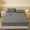 Crystal velvet padded six-sided full-wrapped fitted sheet thickened zipper fitted sheet solid color, no pillowcase