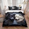 3pcs Wolf Pair Bedding Set Soft Polyester Down Comforter Cover and Pillowcases,Home Decoration All Seasons(No Insert) S0819107