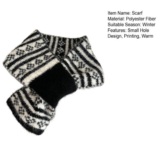 Winter Scarf Small Hole Design Thickened Warm Print Scarf Windproof Cold-Resistant Women Neck Warmer